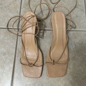 Nude strappy heels